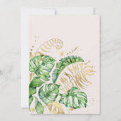 Tropische gouden loof bruiloft uitnodiging (Achterkant)