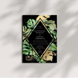 Tropische gouden loof bruiloft uitnodiging