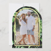 Tropische Gouden Palm Arch Zwart Vrijgezellenfeest Kaart (Achterkant)