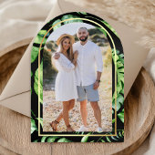 Tropische Gouden Palm Arch Zwart Vrijgezellenfeest Kaart