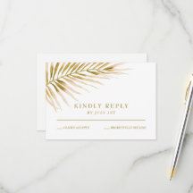 Tropische Gouden Palm bruiloft RSVP kaart