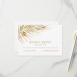 Tropische Gouden Palm bruiloft RSVP kaart