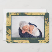 Tropische Gouden Palm Donkergroen Neutrale Geboort Aankondiging (Voorkant)