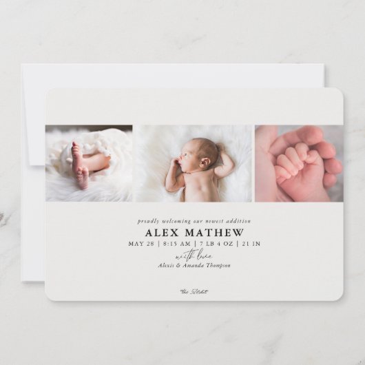 Tropische Gouden Palm Neutral Geboorteaankondiging Aankondiging (Achterkant)