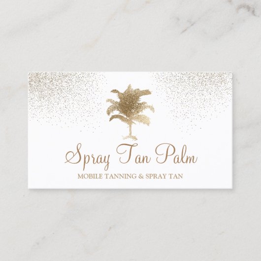 Tropische Gouden Palm Tree Spray Tan Sparkle Visitekaartje (Voorkant)