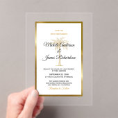 Tropische gouden palmboom Elegante strand bruiloft Acryl Uitnodigingen (Insitu (Draagbaar))