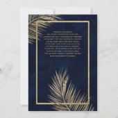 Tropische gouden palmboom strand marine blauw brui kaart (Achterkant)