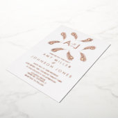 Tropische gouden ringbruiloft geperst folie uitnodiging (Gedraaid)