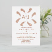 Tropische gouden ringbruiloft geperst folie uitnodiging (Staand Voorkant)