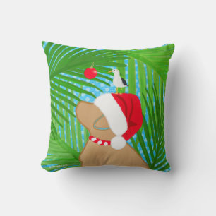 Tropische Gouden Santa Meeuw Kerstmis Kussen