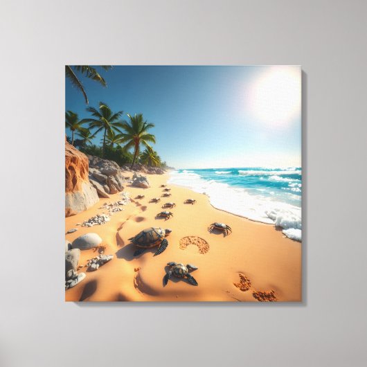 Tropische Gouden Schelp Strand Chic Canvas Afdruk (Voorkant)