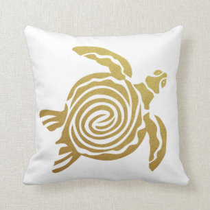 Tropische Gouden Schildpad Hawaii Modern White Kussen