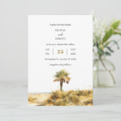 Tropische Gouden Zand Duin Palm Tree Beach Huwelij Kaart (Staand voorkant)