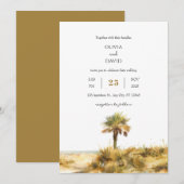 Tropische Gouden Zand Duin Palm Tree Beach Huwelij Kaart (Voorkant / Achterkant)