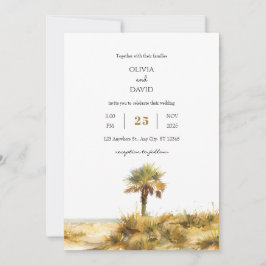 Tropische Gouden Zand Duin Palm Tree Beach Huwelij Kaart