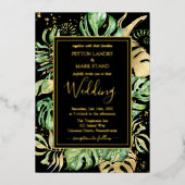 Tropische goudolie en zwarte olievlek folie uitnodiging (Voorkant)