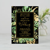 Tropische goudolie en zwarte olievlek folie uitnodiging (Staand Voorkant)