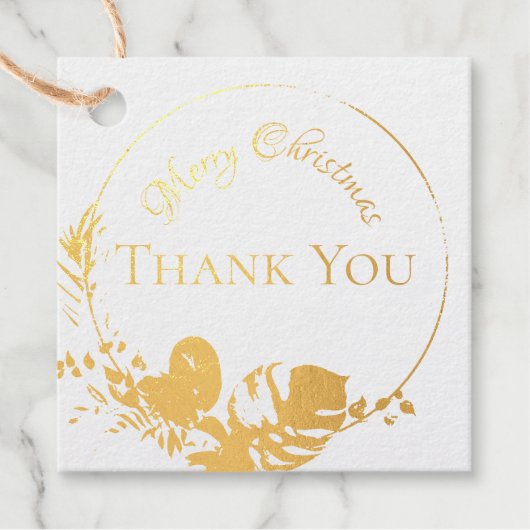 Tropische goudpalm met kerstmis bedankt bedankjes labels (Voorkant)