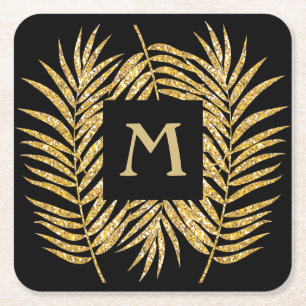 Tropische goudpalm rond de boomgaarden kartonnen onderzetters