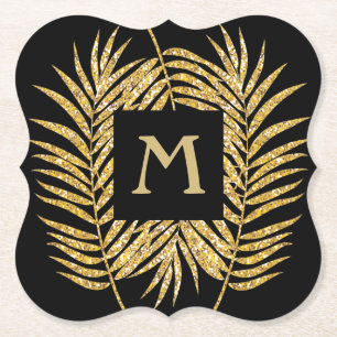 Tropische goudpalm rond de boomgaarden kartonnen onderzetters