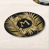 Tropische goudpalm rond de boomgaarden ronde kartonnen onderzetter (Gebogen)