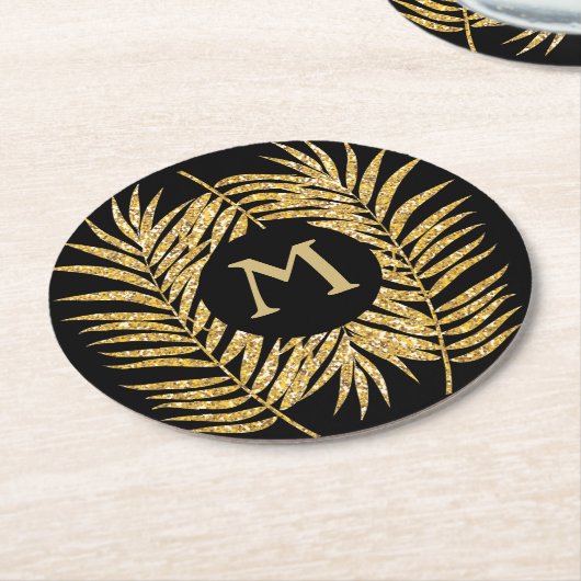 Tropische goudpalm rond de boomgaarden ronde kartonnen onderzetter (Gebogen)