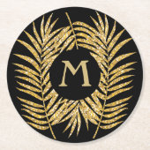 Tropische goudpalm rond de boomgaarden ronde kartonnen onderzetter (Voorkant)