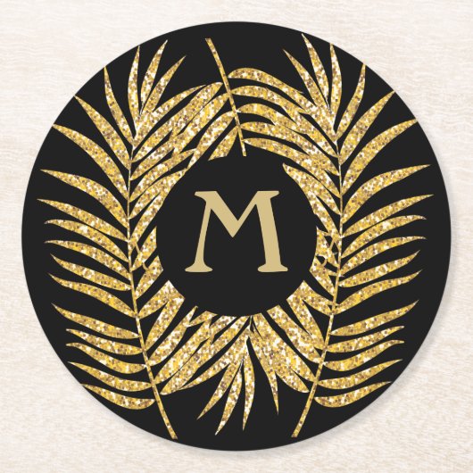 Tropische goudpalm rond de boomgaarden ronde kartonnen onderzetter (Voorkant)