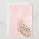 Tropische goudpalm strand bleekroze bruiloft kaart (Achterkant)