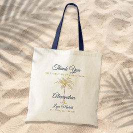 Tropische goudpalmboom van de zeemacht van afgelop tote bag