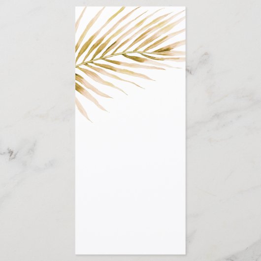 Tropische goudpalmbruiloft menu (Achterkant)