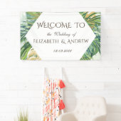 Tropische goudpalmen zomerbruiloft spandoek (Insitu)