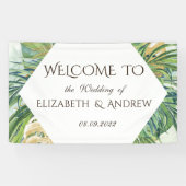 Tropische goudpalmen zomerbruiloft spandoek (Horizontaal)