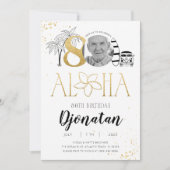 Tropische gouduitnodiging op 80ste verjaardag met kaart (Voorkant)