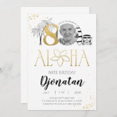 Tropische gouduitnodiging op 80ste verjaardag met kaart (Voorkant / Achterkant)