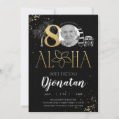 Tropische gouduitnodiging op 80ste verjaardag met  kaart (Voorkant)