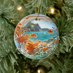 Tropische Goudvis  Oceaan Koraal Keramisch Ornament