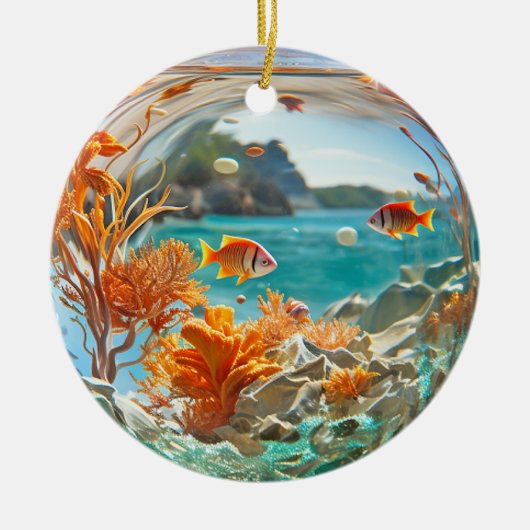 Tropische Goudvis  Oceaan Koraal Keramisch Ornament (Voorkant)