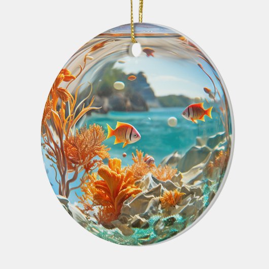 Tropische Goudvis Oceaan Koraal Keramisch Ornament (Links)