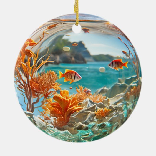 Tropische Goudvis  Oceaan Koraal Keramisch Ornament (Achterkant)