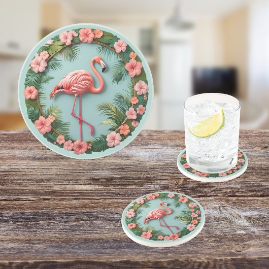 Tropische Grace Balancing Flamingo Ronde Zandsteen Zandsteen Onderzetter