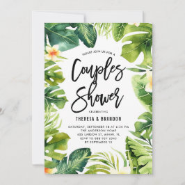Tropische grafie en Plumeria Couples Shower Kaart