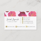 Tropische grafische bladeren in roze patroon visitekaartje (Achterkant)