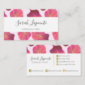 Tropische grafische bladeren in roze patroon visitekaartje (Voorkant / Achterkant)