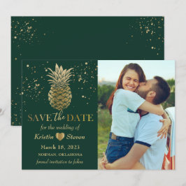Tropische Green Gold Pineapple Foto Save The Date