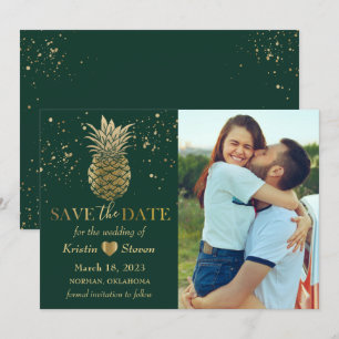 Tropische Green Gold Pineapple Foto Save The Date