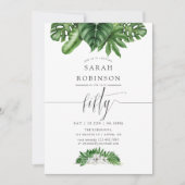 Tropische Greenery 50th Birthday Party Invitation Kaart (Voorkant)