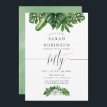 Tropische Greenery 50th Birthday Party Invitation Kaart<br><div class="desc">De rendy groene en witte tropische bladeren van de waterverf en witte magnolias 50e verjaardag partijuitnodiging met handschrift typografie die om snel en gemakkelijk aan uw gebeurtenisspecificaties worden aangepast worden ontworpen.</div>