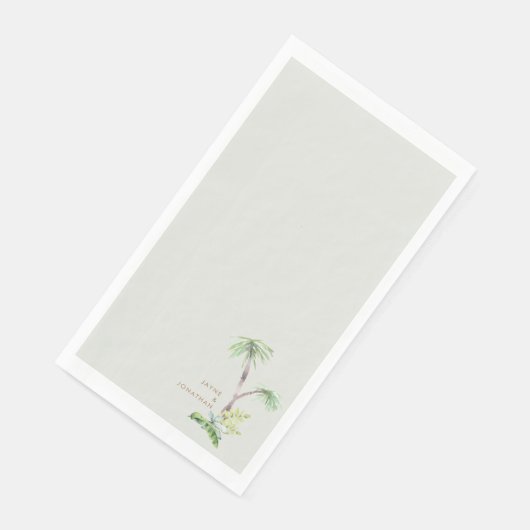 Tropische Greenery Bleek Sage Custom Names Servet (Hoek)