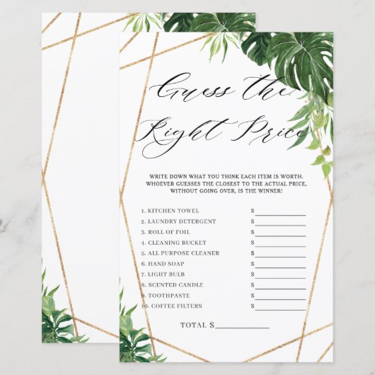 Tropische Greenery Bridal raad goed prijsspel (Voorkant / Achterkant)